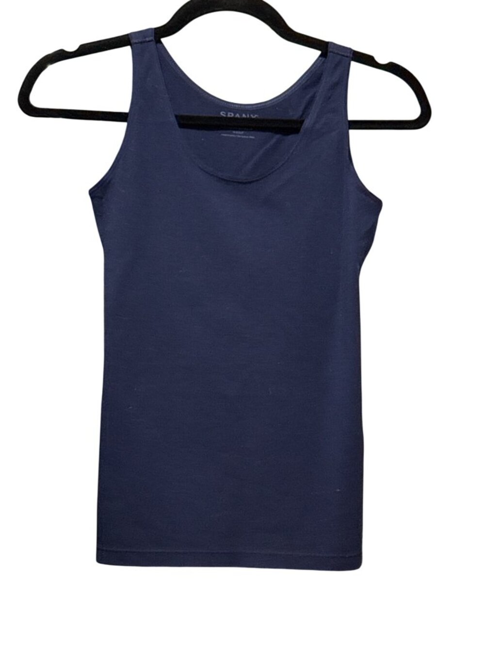 Spanx Navy Scoop Neck Tank Top S/P Womens Cotton Blend Sleeveless Shirt - Picture 1 of 5